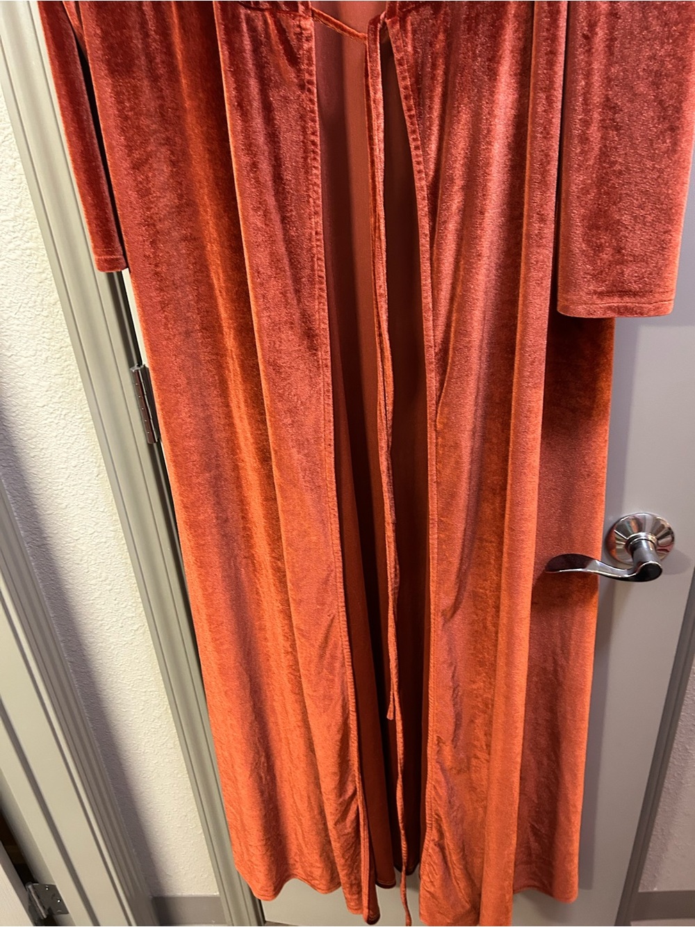 Baltic Born Velvet Long Robe in Rust Orange - Picture 2 of 3